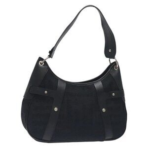 Salvatore Ferragamo Shoulder Bag Canvas Black Silver